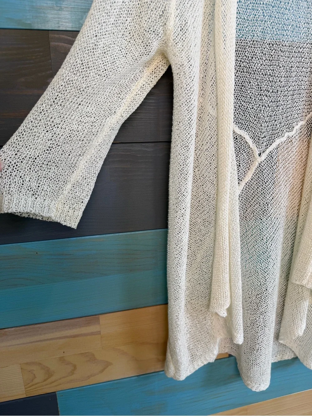 Eileen Fisher Lightweight White Open-Front Knit Cardigan Minimalist XS